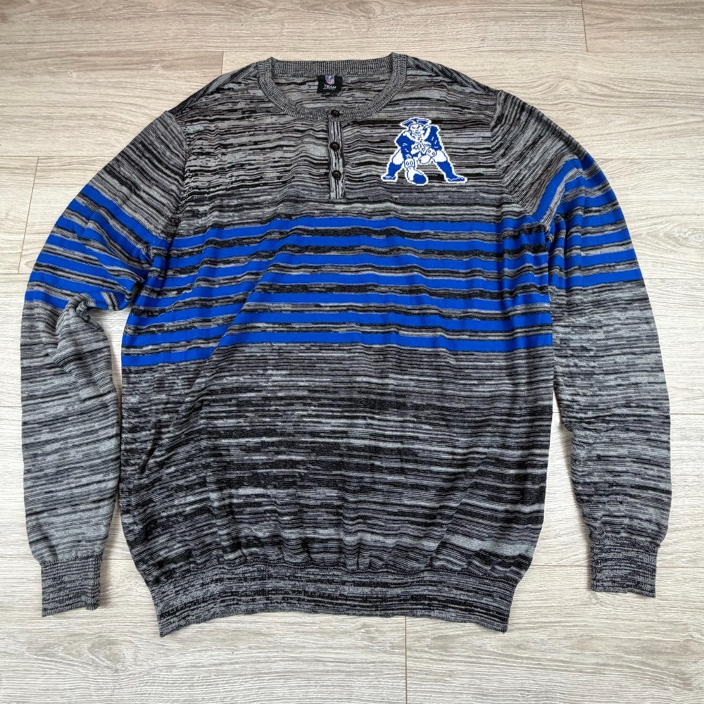 NFL Apparel New England Patriots Retro Marled Knit Long Sleeve Sweater Mens 2XL‎